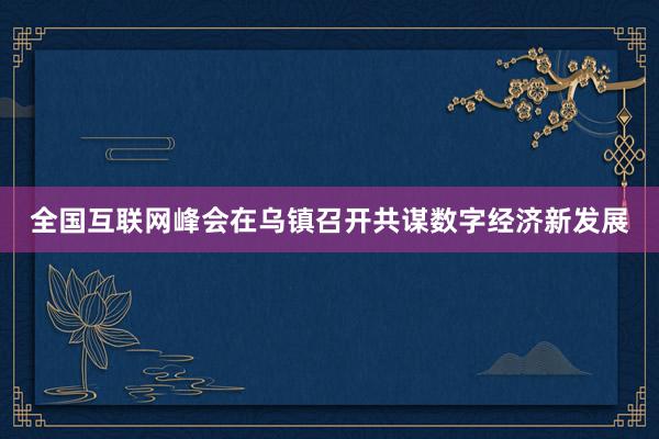 全国互联网峰会在乌镇召开共谋数字经济新发展